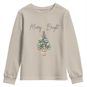 Christmas Youth Sweatshirt Merry And Bright Retro Xmas Tree TS11 Sand Print Your Wear