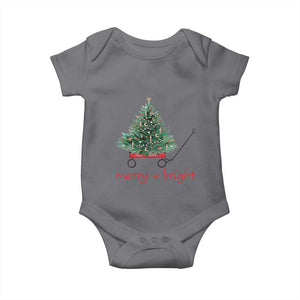 Christmas Baby Onesie Merry And Bright Retro Xmas Tree Wagon TS11 Charcoal Print Your Wear
