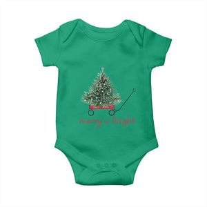 Christmas Baby Onesie Merry And Bright Retro Xmas Tree Wagon TS11 Irish Green Print Your Wear