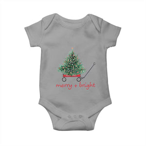 Christmas Baby Onesie Merry And Bright Retro Xmas Tree Wagon TS11 Sport Gray Print Your Wear