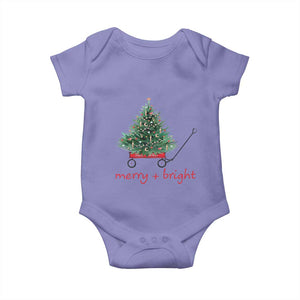 Christmas Baby Onesie Merry And Bright Retro Xmas Tree Wagon TS11 Violet Print Your Wear