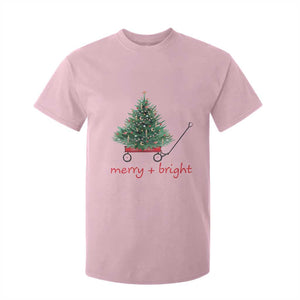 Christmas T Shirt For Kid Merry And Bright Retro Xmas Tree Wagon TS11 Light Pink Print Your Wear