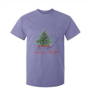 Christmas T Shirt For Kid Merry And Bright Retro Xmas Tree Wagon TS11 Violet Print Your Wear