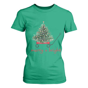 Christmas T Shirt For Women Merry And Bright Retro Xmas Tree Wagon TS11 Irish Green Print Your Wear