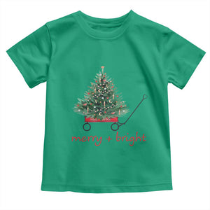 Christmas Toddler T Shirt Merry And Bright Retro Xmas Tree Wagon TS11 Irish Green Print Your Wear