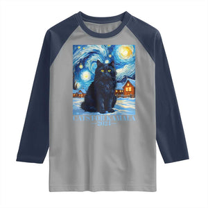 Harris Christmas Raglan Shirt Cats For Kamala 2024 Black Yule Cat TS11 Sport Gray Navy Print Your Wear