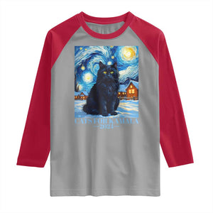 Harris Christmas Raglan Shirt Cats For Kamala 2024 Black Yule Cat TS11 Sport Gray Red Print Your Wear