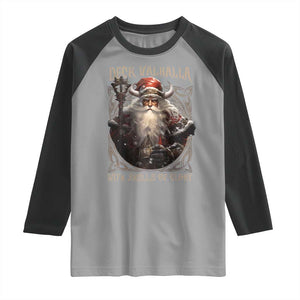 Viking Christmas Raglan Shirt Deck Valhalla With Skulls Of Glory Santa Yule Xmas TS11 Sport Gray Black Print Your Wear
