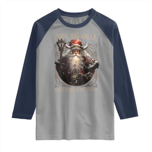 Viking Christmas Raglan Shirt Deck Valhalla With Skulls Of Glory Santa Yule Xmas TS11 Sport Gray Navy Print Your Wear