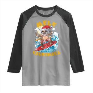 Christmas In Hawaii Raglan Shirt Mele Kalikimaka Surfing Santa Kakau Tattoo TS11 Sport Gray Black Print Your Wear