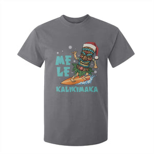 Christmas In Hawaii T Shirt For Kid Mele Kalikimaka Santa Tiki Surfing Kakau Tattoo TS11 Charcoal Print Your Wear