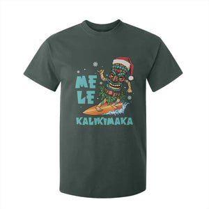Christmas In Hawaii T Shirt For Kid Mele Kalikimaka Santa Tiki Surfing Kakau Tattoo TS11 Dark Forest Green Print Your Wear