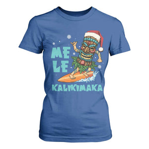 Christmas In Hawaii T Shirt For Women Mele Kalikimaka Santa Tiki Surfing Kakau Tattoo TS11 Royal Blue Print Your Wear