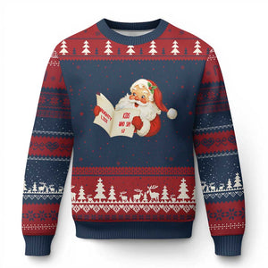 Funny 67 Xmas Santa Ugly Christmas Sweater Naughty List Kids Who Say Six Seven Meme TS11 Navy Red Print Your Wear