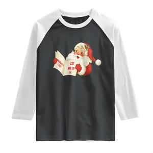 Funny 67 Christmas Santa Raglan Shirt Naughty List Kids Who Say Six Seven Meme TS11 Black White Print Your Wear