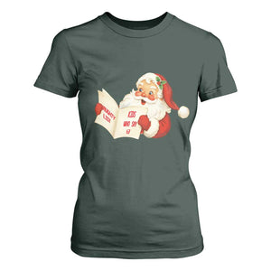 Funny 67 Christmas Santa T Shirt For Women Naughty List Kids Who Say Six Seven Meme TS11 Dark Forest Green Print Your Wear