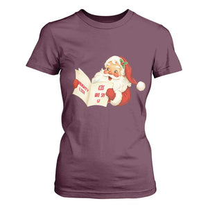 Funny 67 Christmas Santa T Shirt For Women Naughty List Kids Who Say Six Seven Meme TS11 Maroon Print Your Wear