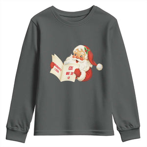 Funny 67 Christmas Santa Youth Sweatshirt Naughty List Kids Who Say Six Seven Meme TS11 Dark Heather Print Your Wear