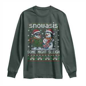 Snowasis Some Might Sleigh Long Sleeve Shirt Funny Christmas Snowmen Rock Band Parody TS11 Dark Forest Green Print Your Wear