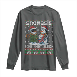 Snowasis Some Might Sleigh Long Sleeve Shirt Funny Christmas Snowmen Rock Band Parody TS11 Dark Heather Print Your Wear