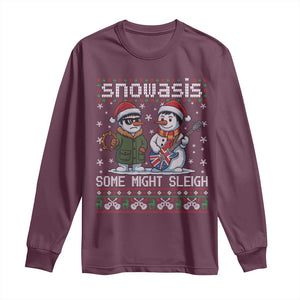Snowasis Some Might Sleigh Long Sleeve Shirt Funny Christmas Snowmen Rock Band Parody TS11 Maroon Print Your Wear