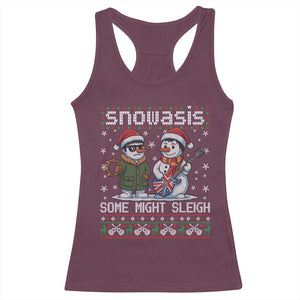 Snowasis Some Might Sleigh Racerback Tank Top Funny Christmas Snowmen Rock Band Parody TS11 Maroon Print Your Wear