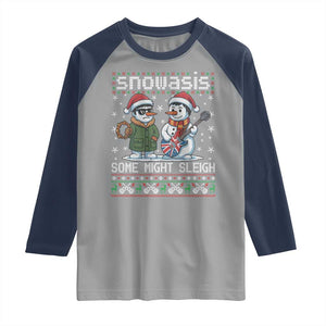 Snowasis Some Might Sleigh Raglan Shirt Funny Christmas Snowmen Rock Band Parody TS11 Sport Gray Navy Print Your Wear