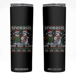 Snowasis Some Might Sleigh Skinny Tumbler Funny Christmas Snowmen Rock Band Parody TS11 Black Print Your Wear