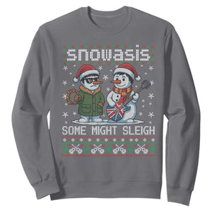 Snowasis Some Might Sleigh Sweatshirt Funny Christmas Snowmen Rock Band Parody TS11 Charcoal Print Your Wear