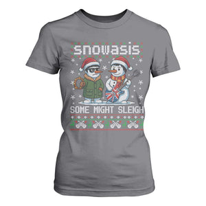 Snowasis Some Might Sleigh T Shirt For Women Funny Christmas Snowmen Rock Band Parody TS11 Charcoal Print Your Wear
