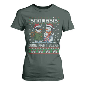 Snowasis Some Might Sleigh T Shirt For Women Funny Christmas Snowmen Rock Band Parody TS11 Dark Forest Green Print Your Wear