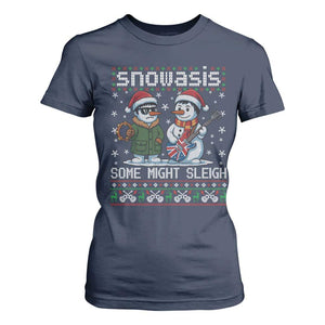 Snowasis Some Might Sleigh T Shirt For Women Funny Christmas Snowmen Rock Band Parody TS11 Navy Print Your Wear