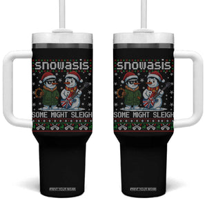 Snowasis Some Might Sleigh Tumbler With Handle Funny Christmas Snowmen Rock Band Parody TS11 One Size: 40 oz Black Print Your Wear