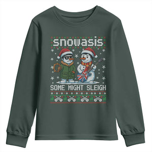 Snowasis Some Might Sleigh Youth Sweatshirt Funny Christmas Snowmen Rock Band Parody TS11 Dark Forest Green Print Your Wear