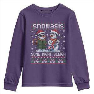 Snowasis Some Might Sleigh Youth Sweatshirt Funny Christmas Snowmen Rock Band Parody TS11 Purple Print Your Wear