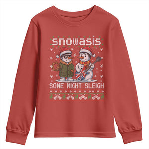 Snowasis Some Might Sleigh Youth Sweatshirt Funny Christmas Snowmen Rock Band Parody TS11 Red Print Your Wear