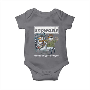 Snowasis Some Might Sleigh Baby Onesie Funny Christmas Snowmen Rock Band TS11 Charcoal Print Your Wear