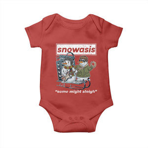 Snowasis Some Might Sleigh Baby Onesie Funny Christmas Snowmen Rock Band TS11 Red Print Your Wear