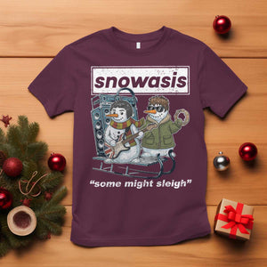 Snowasis Some Might Sleigh T Shirt Funny Christmas Snowmen Rock Band TS11 Maroon Print Your Wear