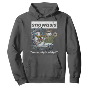 Snowasis Some Might Sleigh Hoodie Funny Christmas Snowmen Rock Band TS11 Dark Heather Print Your Wear