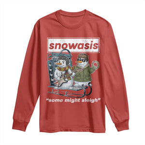 Snowasis Some Might Sleigh Long Sleeve Shirt Funny Christmas Snowmen Rock Band TS11 Red Print Your Wear