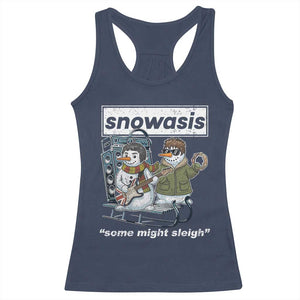 Snowasis Some Might Sleigh Racerback Tank Top Funny Christmas Snowmen Rock Band TS11 Navy Print Your Wear