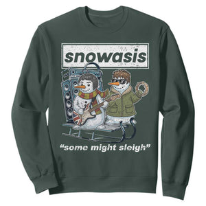 Snowasis Some Might Sleigh Sweatshirt Funny Christmas Snowmen Rock Band TS11 Dark Forest Green Print Your Wear
