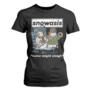 Snowasis Some Might Sleigh T Shirt For Women Funny Christmas Snowmen Rock Band TS11 Black Print Your Wear