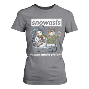 Snowasis Some Might Sleigh T Shirt For Women Funny Christmas Snowmen Rock Band TS11 Charcoal Print Your Wear