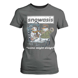 Snowasis Some Might Sleigh T Shirt For Women Funny Christmas Snowmen Rock Band TS11 Dark Heather Print Your Wear