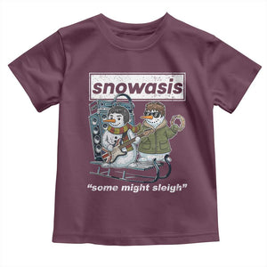 Snowasis Some Might Sleigh Toddler T Shirt Funny Christmas Snowmen Rock Band TS11 Maroon Print Your Wear