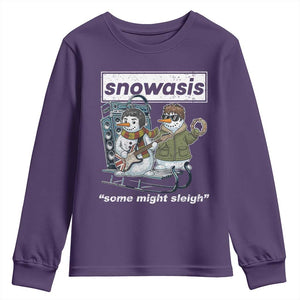 Snowasis Some Might Sleigh Youth Sweatshirt Funny Christmas Snowmen Rock Band TS11 Purple Print Your Wear