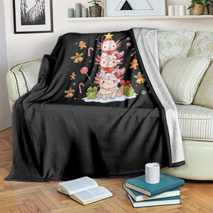 Funny Christmas Kawaii Axolotl Xmas Tree Throw Blanket TS11 Print Your Wear