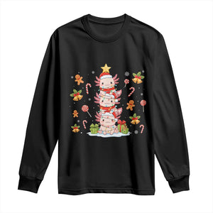 Funny Christmas Kawaii Axolotl Xmas Tree Long Sleeve Shirt TS11 Black Print Your Wear